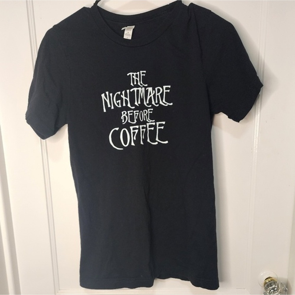 Canvas Kids Small Shirt Nightmare‎ Before Coffee Funny Logo